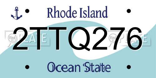 2TTQ276 Rhode Island License Plate