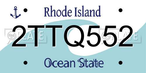 2TTQ552 Rhode Island License Plate
