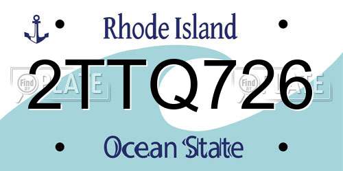 2TTQ726 Rhode Island License Plate