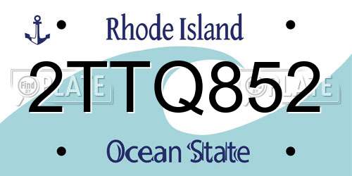 2TTQ852 Rhode Island License Plate