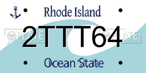 2TTT64 Rhode Island License Plate