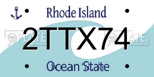 2TTX74 Rhode Island License Plate