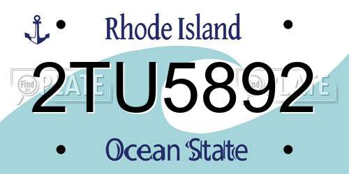 2TU5892 Rhode Island License Plate