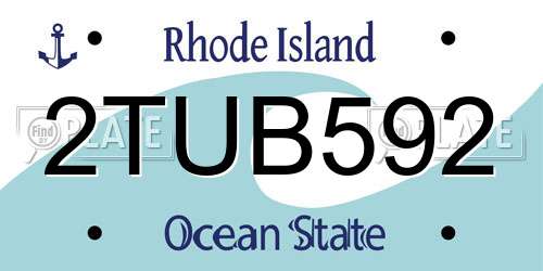 2TUB592 Rhode Island License Plate