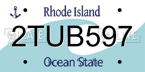 2TUB597 Rhode Island License Plate