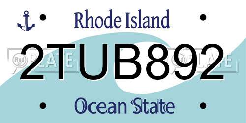 2TUB892 Rhode Island License Plate