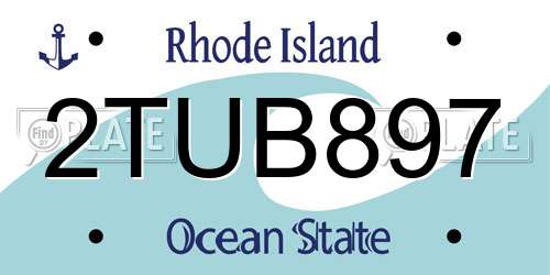 2TUB897 Rhode Island License Plate