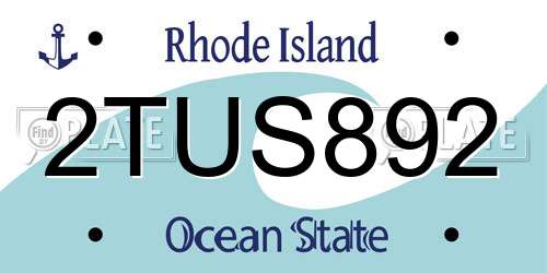 2TUS892 Rhode Island License Plate