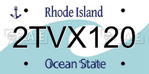 2TVX120 Rhode Island License Plate