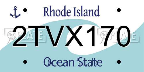 2TVX170 Rhode Island License Plate