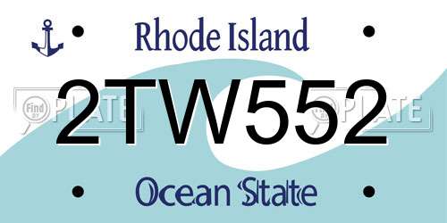 2TW552 Rhode Island License Plate