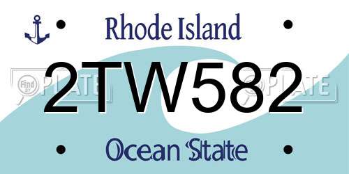 2TW582 Rhode Island License Plate