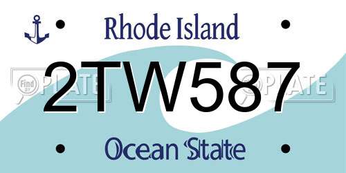 2TW587 Rhode Island License Plate