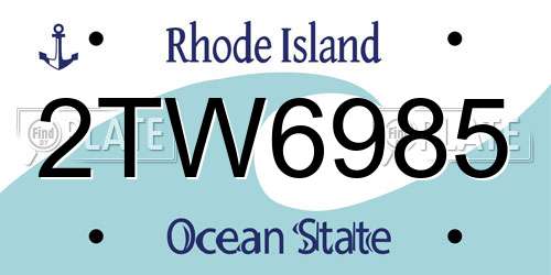 2TW6985 Rhode Island License Plate