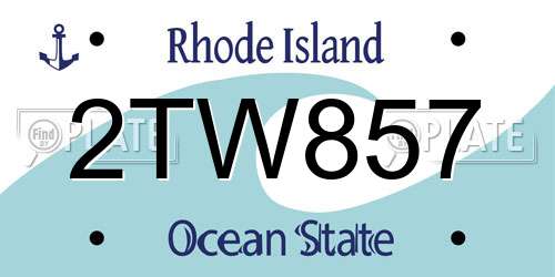 2TW857 Rhode Island License Plate