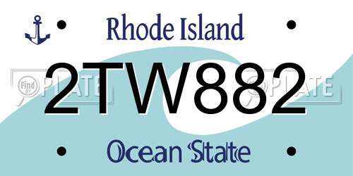 2TW882 Rhode Island License Plate