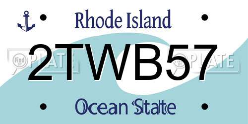 2TWB57 Rhode Island License Plate