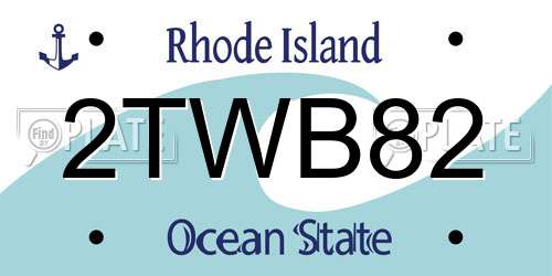 2TWB82 Rhode Island License Plate