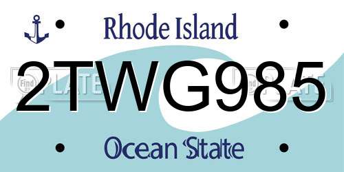 2TWG985 Rhode Island License Plate