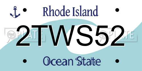 2TWS52 Rhode Island License Plate