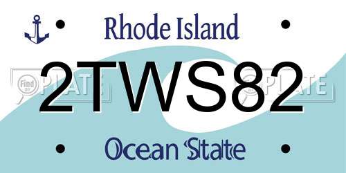 2TWS82 Rhode Island License Plate