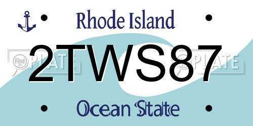 2TWS87 Rhode Island License Plate