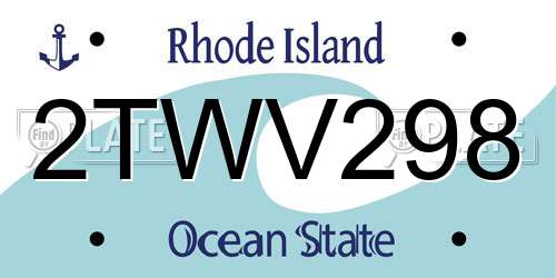2TWV298 Rhode Island License Plate