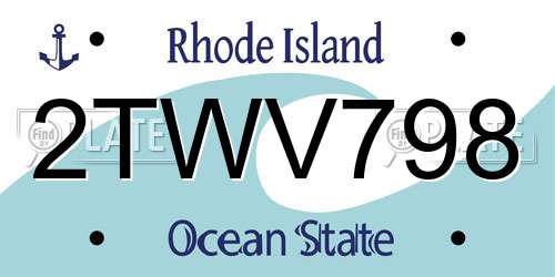 2TWV798 Rhode Island License Plate