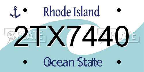 2TX7440 Rhode Island License Plate