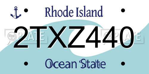 2TXZ440 Rhode Island License Plate
