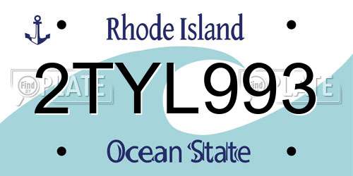 2TYL993 Rhode Island License Plate