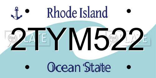 2TYM522 Rhode Island License Plate