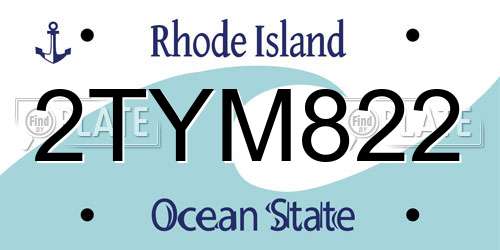 2TYM822 Rhode Island License Plate