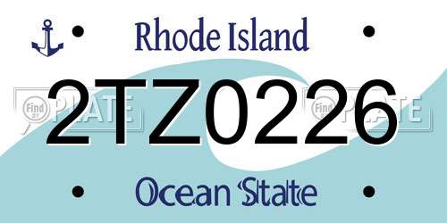 2TZ0226 Rhode Island License Plate