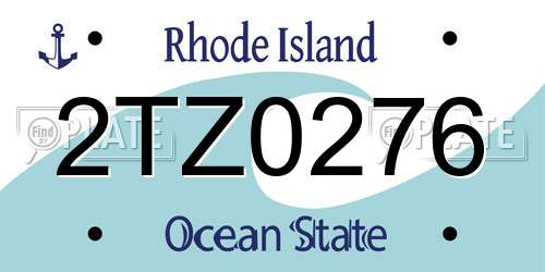 2TZ0276 Rhode Island License Plate