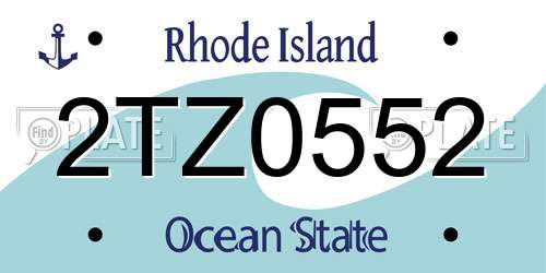 2TZ0552 Rhode Island License Plate