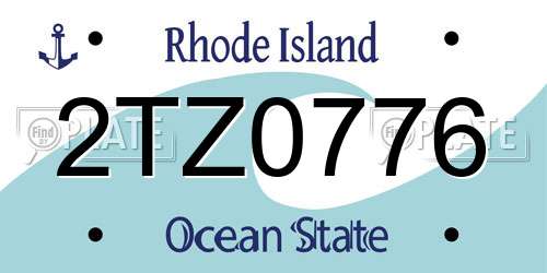 2TZ0776 Rhode Island License Plate