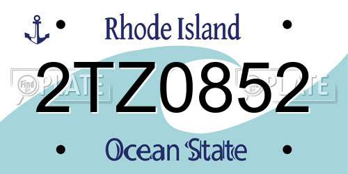 2TZ0852 Rhode Island License Plate