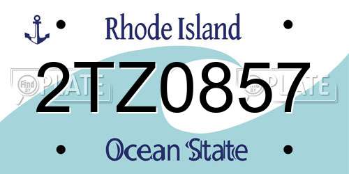 2TZ0857 Rhode Island License Plate