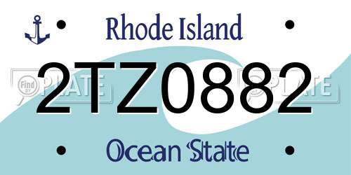 2TZ0882 Rhode Island License Plate