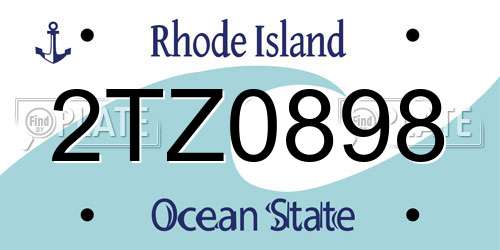 2TZ0898 Rhode Island License Plate