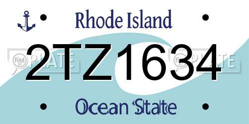 2TZ1634 Rhode Island License Plate