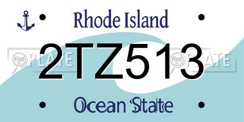 2TZ513 Rhode Island License Plate