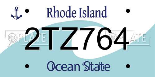 2TZ764 Rhode Island License Plate