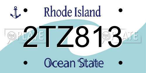 2TZ813 Rhode Island License Plate