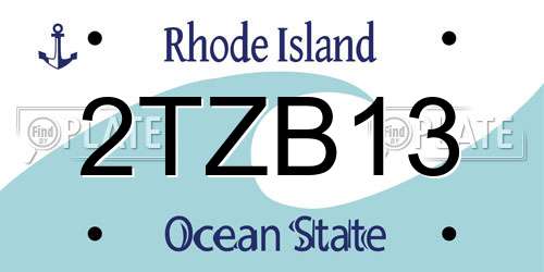 2TZB13 Rhode Island License Plate