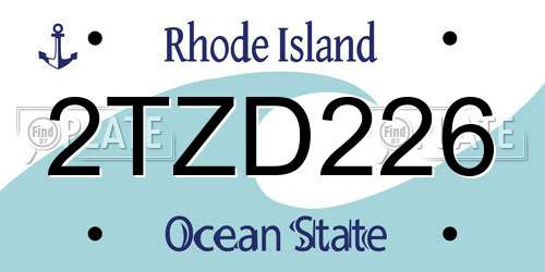 2TZD226 Rhode Island License Plate