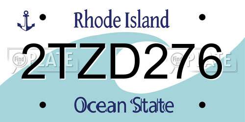 2TZD276 Rhode Island License Plate