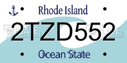 2TZD552 Rhode Island License Plate