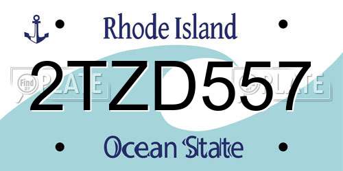 2TZD557 Rhode Island License Plate